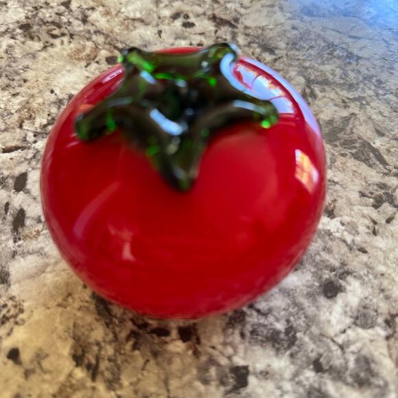 Unbranded Other - VTG Murano Style Handblown Glass Art Vegetable Tomato Red MCM Home Decor